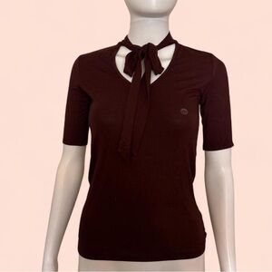 AE Stretchy Top with Tie Neck